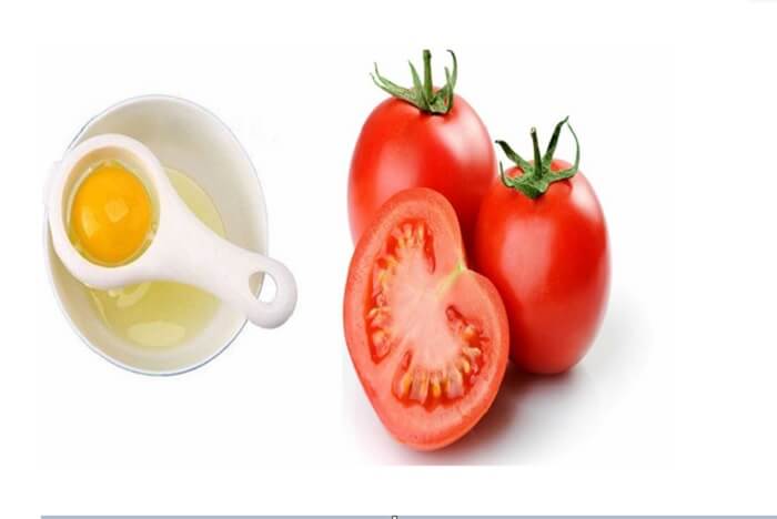 Đắp mặt nạ cà chua và lòng trắng trứng