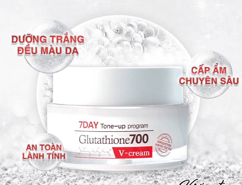 kem dưỡng ẩm trắng da cho da dầu Angel's Liquid 7 Day Whitening Program Glutathione 700 V-Cream