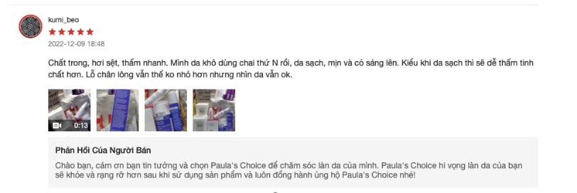 Review trực tiếp sản phẩm AHA 10 Paula's Choice từ khách hàng