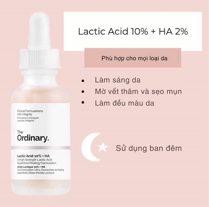 Công dụng The Ordinary Lactic Acid 10 + ha